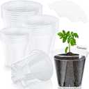 18 Pack Clear Nursery Pots for Plants, 5.5/5.9/6.3 Inch Reinforced Plastic Plant Pots with Drainage Holes High Transparency Plant Pot Seed Starter Pot High Transparency with 10 Plant Labels