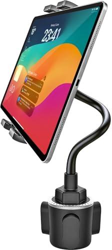 GDZN Cup Holder Car Tablet Holder, 10.2" Gooseneck Flexible Long Arm Tablet Mount for Truck SUV Pickup, 360° Adjustable Cupholder for iPad Pro 12.9 11 Air Mini, Galaxy Tab, iPhone 17, 4-13" Devices