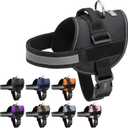 Dogline Dog Harness, Reflective No-Pull Adjustable Vest with Handle for Walking, Training, Breathable, No - Choke Harness for Small, Medium or Large Dogs Room for Patches Girth 15 to 18 in Black