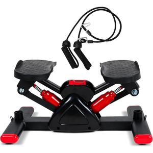 Leikefitness Steppers for Exercise Mini Stair Stepper, Cardio Workout Equipment, Twist Stair Stepper with Resistance Bands Up-Down Motion for Full Body Workout Exercise Equipment for Home (Red)