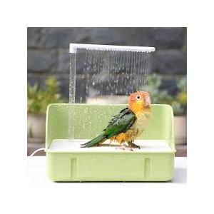 Parrot Bathtub, Large Bird Shower Fountain, Automatic Bird Bath, Parrot Bath Shower, Automatic Bathtub with Circulating Faucet, Indoor Fountain with USB Pump, Green