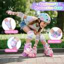 Knee Pads for Kids - ZOOBLISS Toddler Knee and Elbow Pads Set Wrist Guards for Skating Girls Aged 3-12, Kids Protective Gear for Roller Skates Skateboard Bike Scooter, Included Drawstring Bag(Rainbow) Medium