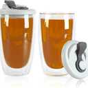 Restaurantware - Forma Professional 15.2 Ounce Insulated Travel Mug With Lid, 1 Double Wall Coffee Mug - Includes Lid, Reusable, Clear Borosilicate Glass Tumbler, Dishwashable, Microwavable