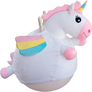 WALIKI Unicorn Hopper Ball | Deluxe Version of The Classic Hop Ball | Inflatable Jumping Ball with Handles for Kids Ages 3, 4, and 5 | Fun Sit & Bounce RideOn Toy