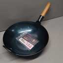 YOSUKATA 13.5 Blue Carbon Steel Wok Pan Pre-Seasoned Flat Bottom Wok Compatible with open fire, gas, electric, ceramic, induction cooktops -Traditional Chinese Pan for Stir Fry, BBQ, Grill, Camping