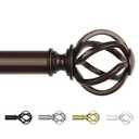 Bronze Curtain Rods for Windows 72 to 144 Inch, USFOOK 7/8 Inch Heavy Duty Long Curtain Rod, Telescoping Splicing Drapery Rods with Twisted Cage Finials