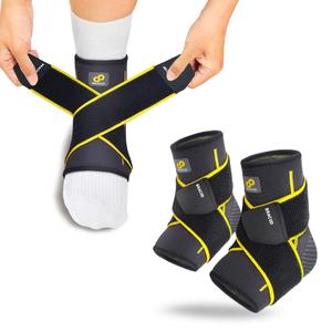 Bracoo 2 Pack Ankle Brace Compression Sleeve for Women & Men, Adjustable Ankle Support Strap for Sprained, Plantar Fasciitis, Pain Relief, Injury Recovery, Running, Workout, GYM, FS60, Black