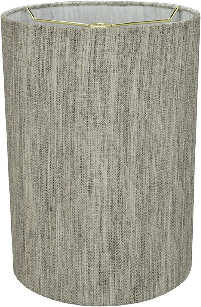 Aspen Creative 31274A Transitional Drum Cylinder Shaped Construction Spider Lamp Shade 8" x 8" x 11" Light Grey