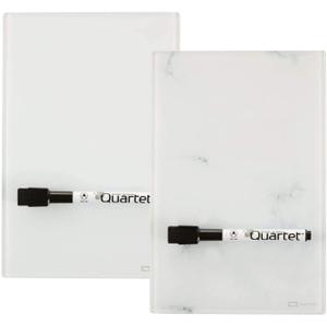 Quartet Glass Desktop Notepad, 9" x 6", Whiteboard, Dry Erase Surface, Marble/White,2 Pack (GDP96)