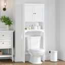 Spirich Over The Toilet Storage Cabinet, Bathroom Shelf Over Toilet, Bathroom Storage Cabinet Organizer, White, 24.8" X 9" X 66"