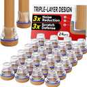 Chair Leg Floor Protectors for Hardwood Floors, Triple-Layer Design Silicone Chair Leg Caps, 3X Noise Reduction & 3X Anti-Scratch, Premium Durable Protectors for Dining Chairs (24pcs Fit 1.1"-1.5")