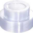 100PCS Clear Plastic Plates - Heavy Duty Clear Disposable Plates for Fall Party/Wedding/Christmas - Include 10inch & 7inch Dinner/Dessert Plates for 50guests