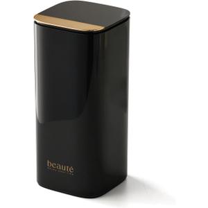 Push Pop-Up Makeup Brush Holder with Lid,4 Slots Makeup Brush Organizer, Makeup Cosmetics Organizer for Vanity Decor, Bathroom Countertop, Large Dustproof Cosmetic Brushes Container, Black