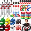 12 Guests 84 Pcs Ninja Party Favors Include Ninja Non Woven Bags Inflatable Toys Bouncy Balls Throwing Flying Slingshot Headbands Silicone Bracelets Keychains for Party Supplies