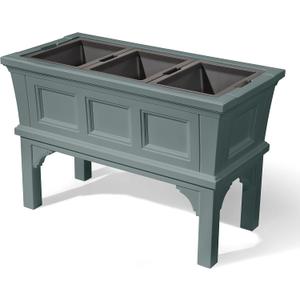 Step2 Atherton Raised Planter Box, Large Planters for Outdoor Plants, Gardening and Flower Pot for Patio or Porch, Easy Drainage, Durable Plastic, Sage Gray