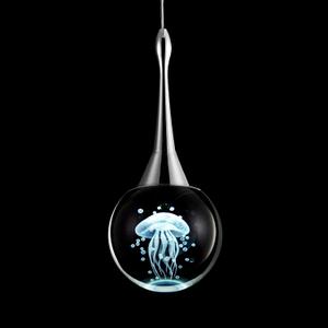 CHYING Pendant Lights Kitchen Island Chrome Modern LED Pendant Light Globe Jellyfish Pendant Lighting Mini Crystal Hanging Light for Dining Room Bathroom Bedroom Bar 6000K Cool White