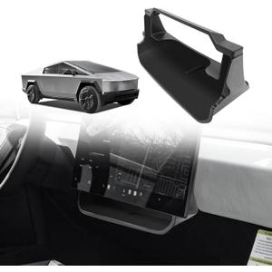 BestEvMod Center Console Under LCD Screen Organizer Compatible with Tesla Cybertruck 2023 2024 2025 Accessories Magnet Install No Tape Needed Pickup Lower LCD Storage Box (Flocked)
