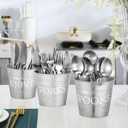 Honeydak 3 Pcs Farmhouse Silverware Holder Countertop Metal Cooking Utensil Caddy Fork Knife and Spoon Cutlery Organizers for Kitchen Counter, Cabinet, Drawer or Pantry