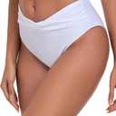 Ocean Blues Women's Twist Bikini Bottom Ruched Bathing Suit Bottom Mid Rise Swim Bottom (White)