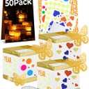 50Pack Water Lantens Kit, Floating Water Lantems, Biodegradable Square Paper for Floating Lanterns for Pool, River, Lake, Memoria, Wedding Party Decorations (5.9 Inch)