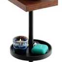 Drink Table for Small Spaces - Slim Pedestal Side Table with Real Wood Top & Stable Base for Coffee & Cocktails - Ideal for Tight Living Room & Bedroom Spaces (Sapele)