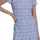 Karl Lagerfeld Women's Tweed Short Sleeve Round Neck Shift Mini Dress 12