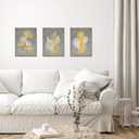 Conipit Grey and Yellow Canvas Wall Art Abstract Leaf Painting Botanical Pictures Minimalist Artwork Prints for Office Bedroom (12''X16''X3PCS)