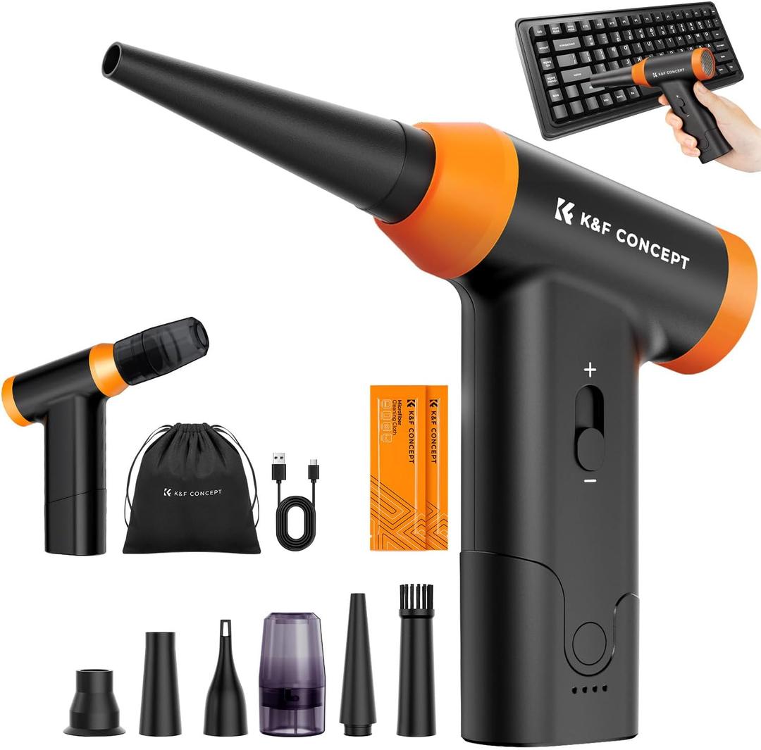 K&F Concept Blower & Suction 2 in 1 Compressed Air Duster, 150000RPM Super Power Electric Air Duster, Stepless Speed Regulation, Portable Dust Blower for Computer, Keyboard, House, Outdoor and Car