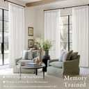 Beige White Pinch Pleated 96 Inch Curtains 2 Panel Set for Living Dining Room Neutral Thick Linen Semi Sheer Ceiling Track Curtain Light Filtering Privacy Bedroom Drapes Window Treatment W50xL96
