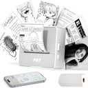 PRT Sticker Printer, Mini Thermal Printer Bluetooth Portable Sticker Maker with 1 Roll Paper, Print Pod, for Study Notes, Pictures, Labels, DIY, Multiple Templates for Phones & Tablets,White (Dark Gray)