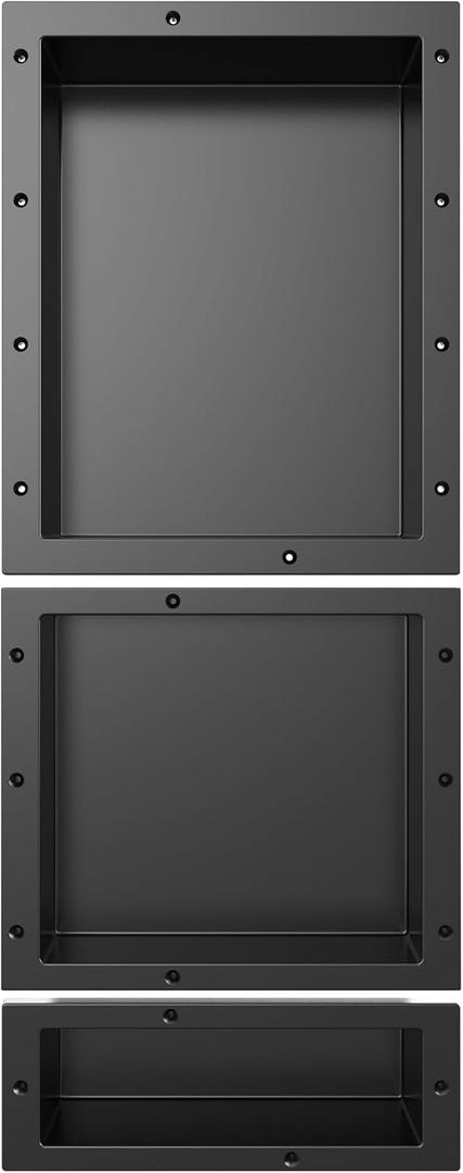 Shower Niche SMC Material 40(20+14+6) X16in Niche for Shower Wall Shower Niches Ready for Tile Shower Niche Shelf Black