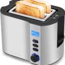 Elite Gourmet ECT2145 Extra Wide Slot 2-Slice Toaster, Bagel Function Reheat, Defrost, & Cancel Functions, 6 Toast Settings, Built-in Warming Rack, Countdown Timer, Stainless Steel