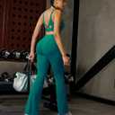 RUNNING GIRL Flare Pants with Pockets, High Waist Yoga Pants Buttery Soft Bootcut Wide Leg Leggings for Women (Green, L)