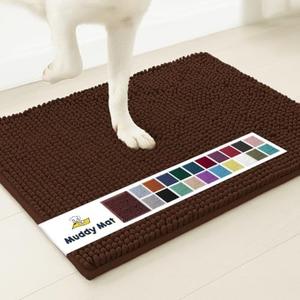 Muddy Mat® Original Dog Door Mat for Muddy Paws, Super Absorbent Microfiber, Non-Slip Washable Pet Rug, Quick Dry Chenille Entryway Carpet, Machine Washable Indoor Outdoor mat, Brown 24"x36"