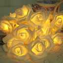 LED Rose Flower String Lights, 9.8ft 20 LED Artificial Flower Garland Lights Battery Powered Fairy Lights for Bedroom Party Wedding Valentine's Day Birthday Christmas (Warm White)