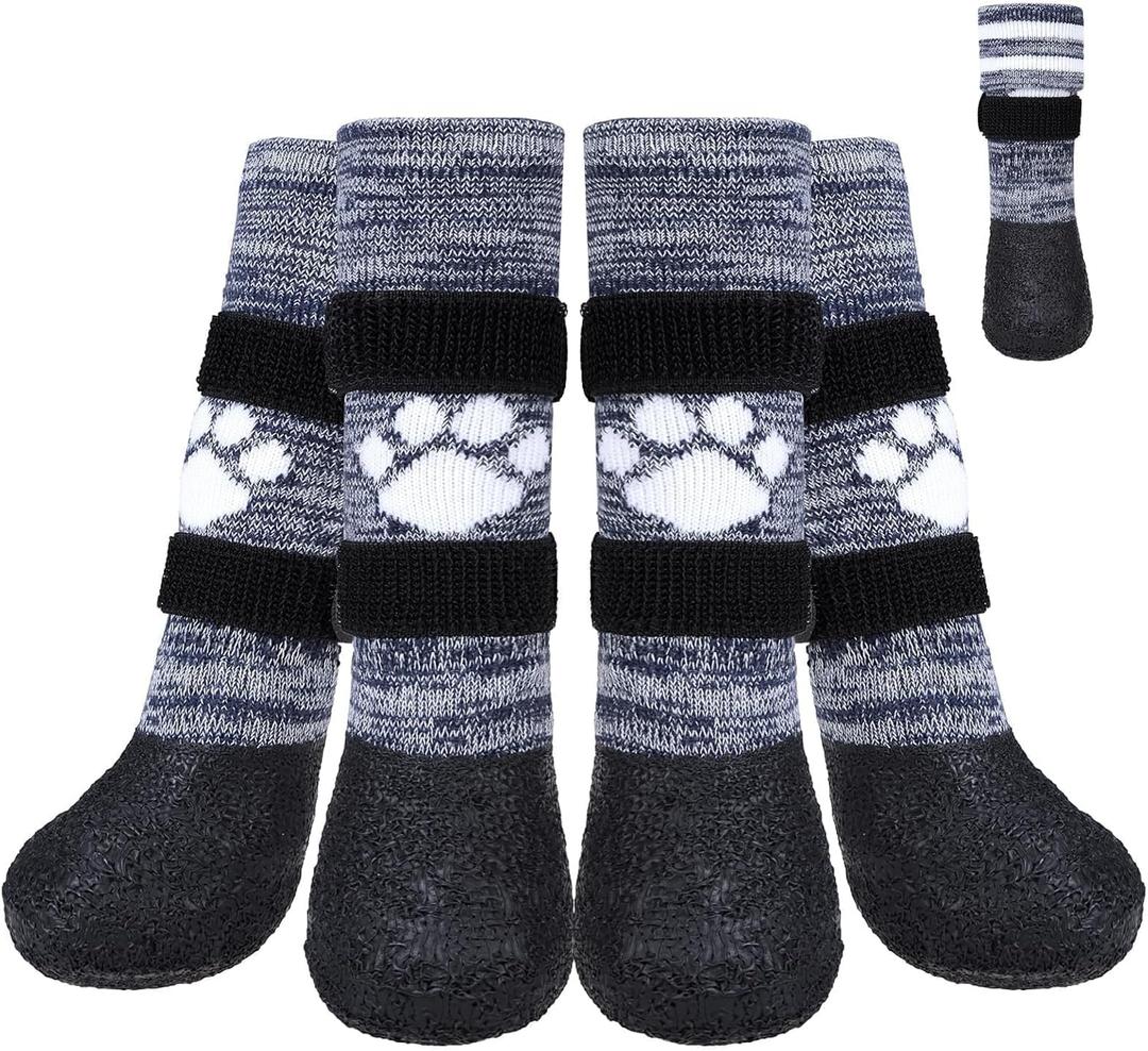 KOOLTAIL Anti Slip Dog Socks to Prevent Licking Paws for Hot/Clod Pavement,Waterproof Long Snow Dog Boots&Paw Protectors with Straps Traction Control for Hardwood Floor for Dogs (XL)