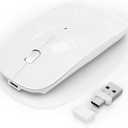 Wireless Mouse for Laptop/MacBook Air/Pro & iPad, Mouse Jiggler Mode Bluetooth 5.2/2.4G Rechargeable Silent Click 3-Level DPI Slim Portable USB-A&C Receiver (Mouse Jiggler Mode, White)