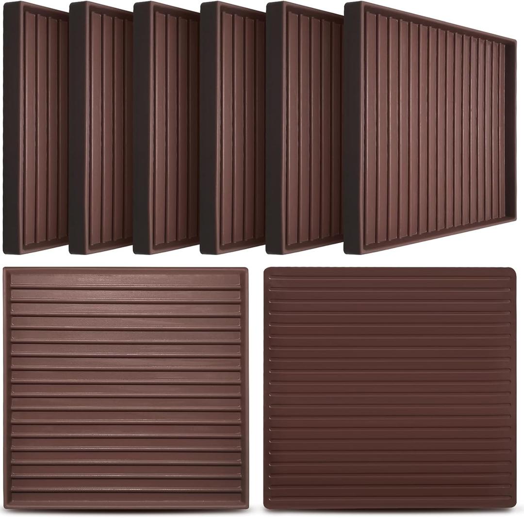 CalPalmy Non-Slip Furniture Pads - Set of 8 Brown 5x5 Square Rubber Anti-Skid Caster Cups for Couch, Chair, Bed, and Furniture Legs - Durable Floor Grip Coasters to Prevent Sliding