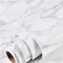 practicalWs Marble Wallpaper Granite White and Gray Wall Paper Roll 47.2" x 197" Kitchen Countertops Cabinet Furniture is Renovated Thick Vinyl Easy to Remove Without Leaving Glue