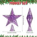 Blulu 10 Inches Purple Christmas Star Tree Topper Xmas Tree Topper Glitter Tree-top Star for Christmas Decorations