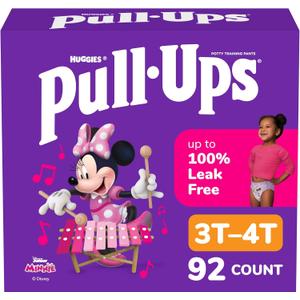Pull-Ups Girls' Potty Training Pants, Size 3T-4T Training Underwear (32-40 lbs), 92 Count