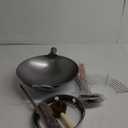 Carbon Steel Wok Traditional Hand Hammered - 13.4" Chinese Woks Round Bottom Wok Pan Set with 8 Pcs Cookware Accessories