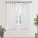 XTMYI White Sheer Curtains 64 Inches Long for Bedroom Living Room Dining Room,Linen Cotton Privacy Curtains for Kitchen Bathroom,40x64 Inch Length 2 Panels Set