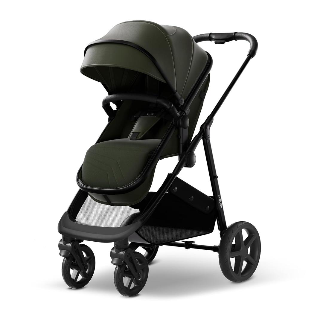 Mompush Wiz 2 in 1 Baby Stroller with Infant Pramette Mode, One Hand Fold Convertible Newborn to Toddler Stroller with Reversible Seat and Large UPF 50+ Canopy