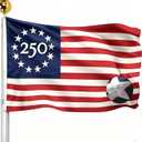 America 250th Anniversary Embroidered 4x6 Outdoor Flag- Betsy Ross 13 Stars USA Nylon Flag Heavy Duty Durable Banner with Brass Grommets for 2026 Semiquincentennial Celebration, Indoor Outdoor Decoration