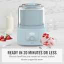 Martha Stewart Ice Cream Maker, 2 Quart Double-Insulated Freezer Bowl, Sorbet & Frozen Yogurt, Ready in 20 Minutes, Mix-Ins Chute, Easy to Clean, Sky Blue