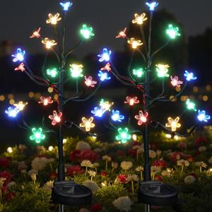 Solar Garden Lights Outdoor Waterproof,Solar Flowers For Outside Decorative,Solar Powered Fairy Outdoor Decorations for Yard,Patio,Lawn,Pathway Gardening Gifts Garden Decor (Multicolor, 2 Pack)