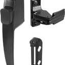 Prime-Line K 5007 Screen and Storm Door Push Button Latch Set With Night Lock, Fits Doors 5/8 1-1/4 In. Thick, Black Finish (Single Pack)
