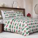 Christmas Duvet Cover King Size Set - Extra Soft King Duvet Cover with 2 Pillow Shams - Holiday Xmas Bedding with Zipper Closures and Ties - Comfy Breathable Bed Set - 104 x 90, Christmas Tree Truck
