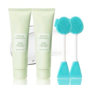 Purifying Exfoliating Gel with Face Washing Brush, Exfoliating Face Wash, Deep Cleansing Peeling Gel for the Whole Body, Facial Scrub Exfoliator, Oil & Dirt Cleanser for All Skin Types (2PCS)